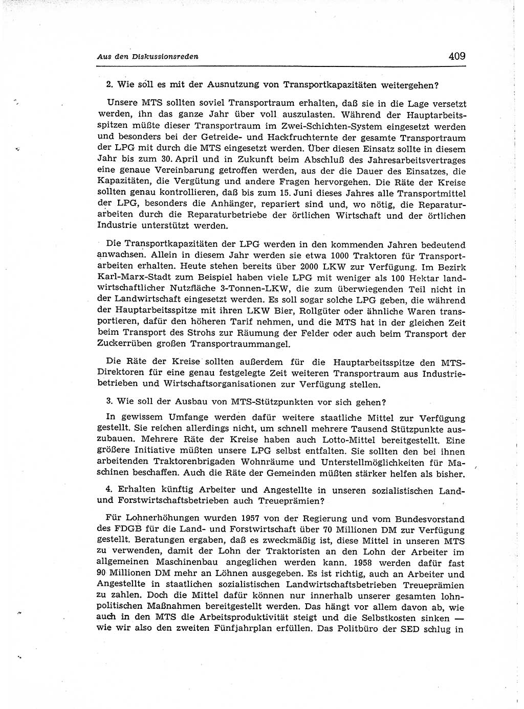 Neuer Weg (NW), Organ des Zentralkomitees (ZK) der SED (Sozialistische Einheitspartei Deutschlands) für Fragen des Parteiaufbaus und des Parteilebens, [Deutsche Demokratische Republik (DDR)] 13. Jahrgang 1958, Seite 409 (NW ZK SED DDR 1958, S. 409)