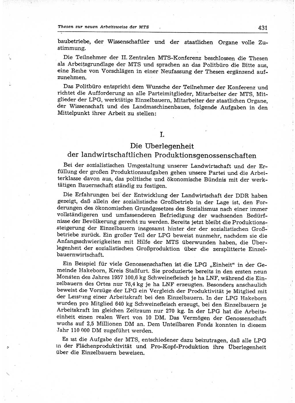 Neuer Weg (NW), Organ des Zentralkomitees (ZK) der SED (Sozialistische Einheitspartei Deutschlands) für Fragen des Parteiaufbaus und des Parteilebens, [Deutsche Demokratische Republik (DDR)] 13. Jahrgang 1958, Seite 431 (NW ZK SED DDR 1958, S. 431)