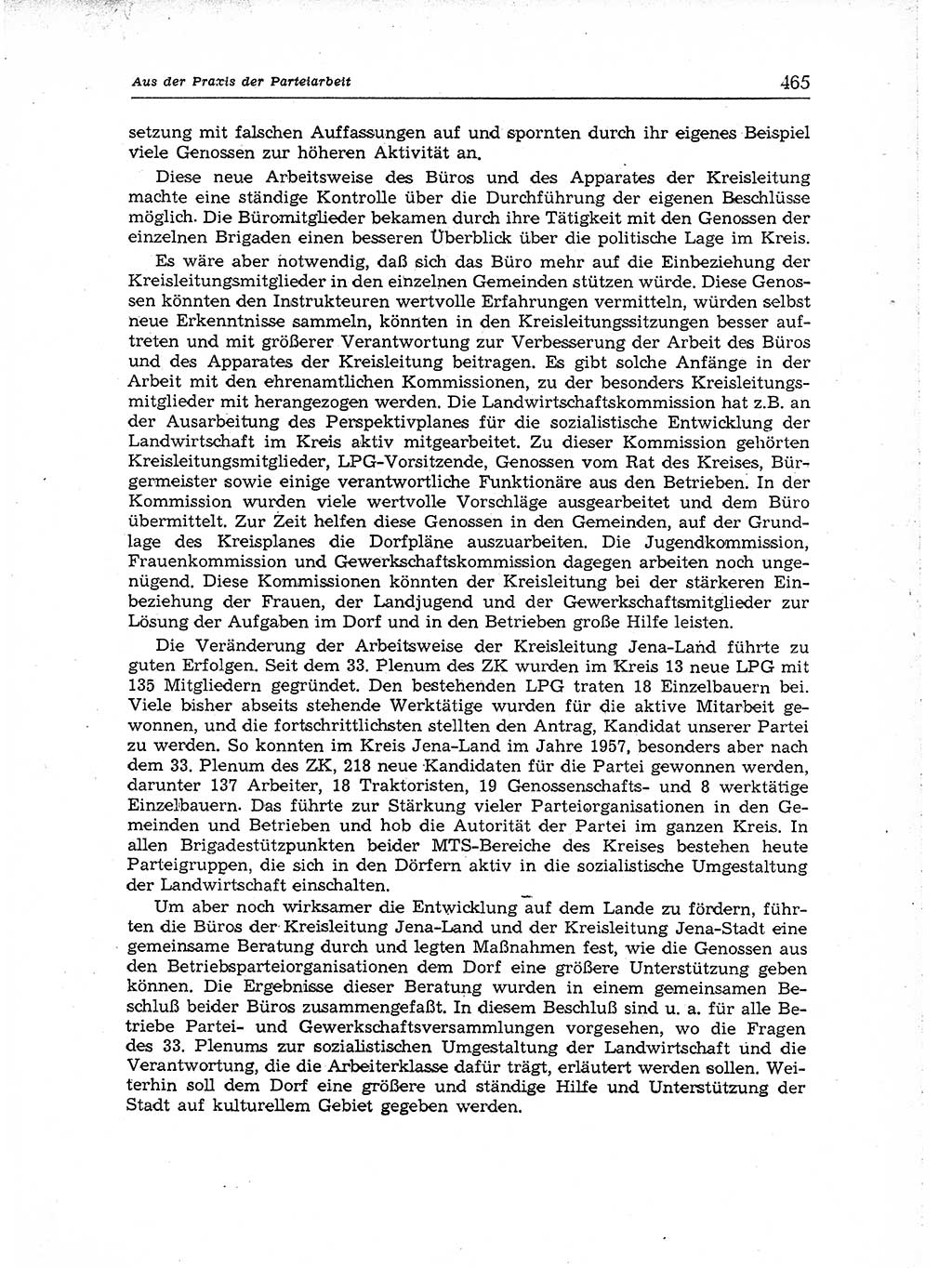 Neuer Weg (NW), Organ des Zentralkomitees (ZK) der SED (Sozialistische Einheitspartei Deutschlands) für Fragen des Parteiaufbaus und des Parteilebens, [Deutsche Demokratische Republik (DDR)] 13. Jahrgang 1958, Seite 465 (NW ZK SED DDR 1958, S. 465)