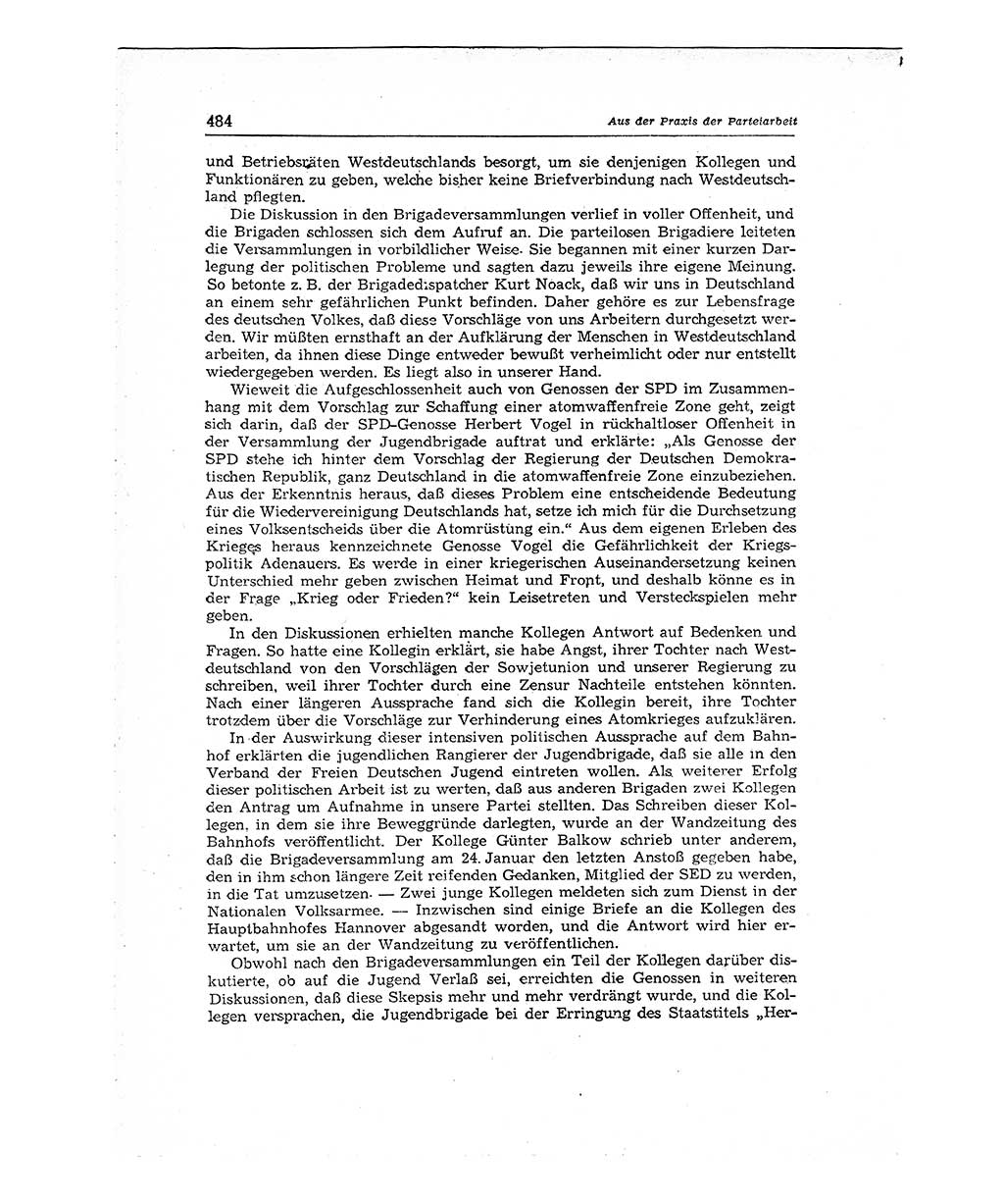Neuer Weg (NW), Organ des Zentralkomitees (ZK) der SED (Sozialistische Einheitspartei Deutschlands) für Fragen des Parteiaufbaus und des Parteilebens, [Deutsche Demokratische Republik (DDR)] 13. Jahrgang 1958, Seite 484 (NW ZK SED DDR 1958, S. 484)