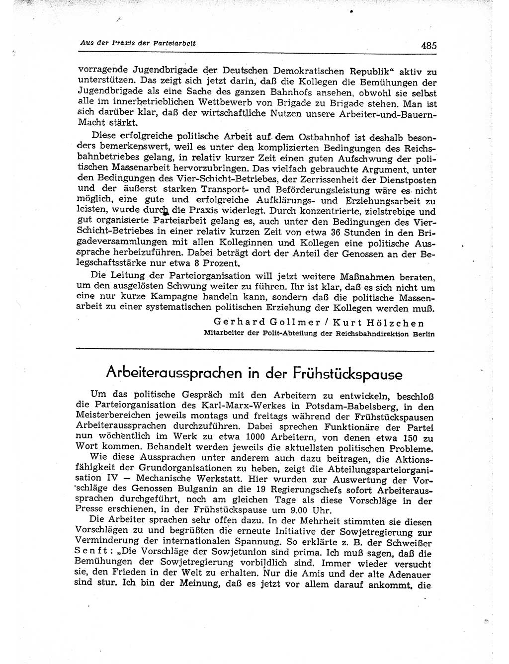 Neuer Weg (NW), Organ des Zentralkomitees (ZK) der SED (Sozialistische Einheitspartei Deutschlands) für Fragen des Parteiaufbaus und des Parteilebens, [Deutsche Demokratische Republik (DDR)] 13. Jahrgang 1958, Seite 485 (NW ZK SED DDR 1958, S. 485)