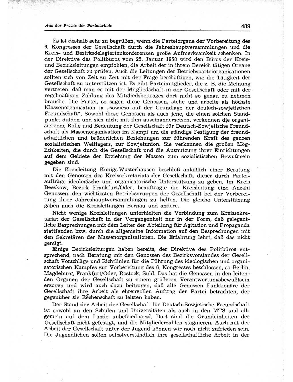 Neuer Weg (NW), Organ des Zentralkomitees (ZK) der SED (Sozialistische Einheitspartei Deutschlands) für Fragen des Parteiaufbaus und des Parteilebens, [Deutsche Demokratische Republik (DDR)] 13. Jahrgang 1958, Seite 489 (NW ZK SED DDR 1958, S. 489)
