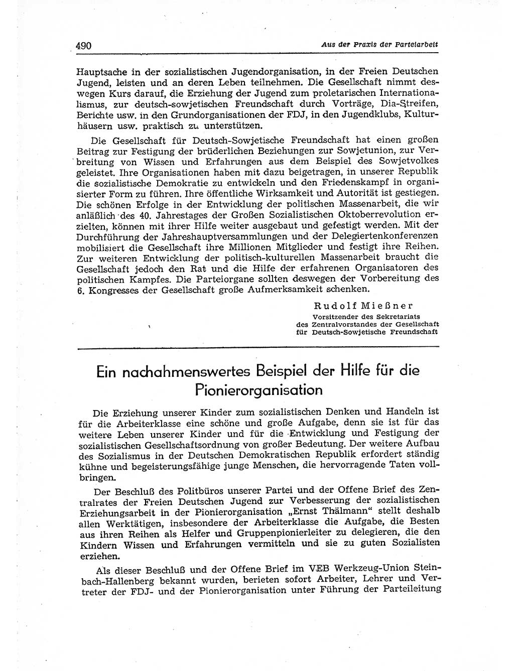 Neuer Weg (NW), Organ des Zentralkomitees (ZK) der SED (Sozialistische Einheitspartei Deutschlands) für Fragen des Parteiaufbaus und des Parteilebens, [Deutsche Demokratische Republik (DDR)] 13. Jahrgang 1958, Seite 490 (NW ZK SED DDR 1958, S. 490)