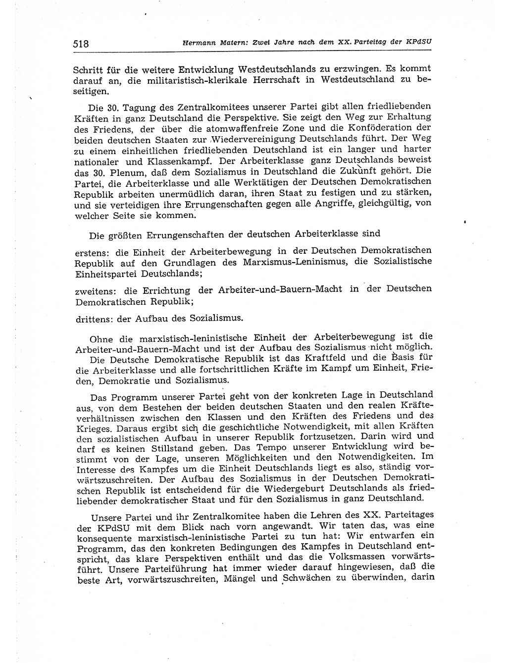 Neuer Weg (NW), Organ des Zentralkomitees (ZK) der SED (Sozialistische Einheitspartei Deutschlands) für Fragen des Parteiaufbaus und des Parteilebens, [Deutsche Demokratische Republik (DDR)] 13. Jahrgang 1958, Seite 518 (NW ZK SED DDR 1958, S. 518)