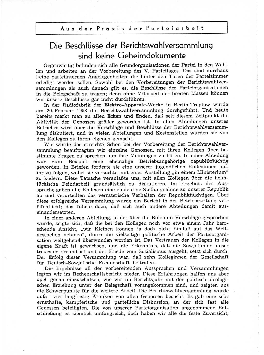 Neuer Weg (NW), Organ des Zentralkomitees (ZK) der SED (Sozialistische Einheitspartei Deutschlands) für Fragen des Parteiaufbaus und des Parteilebens, [Deutsche Demokratische Republik (DDR)] 13. Jahrgang 1958, Seite 521 (NW ZK SED DDR 1958, S. 521)