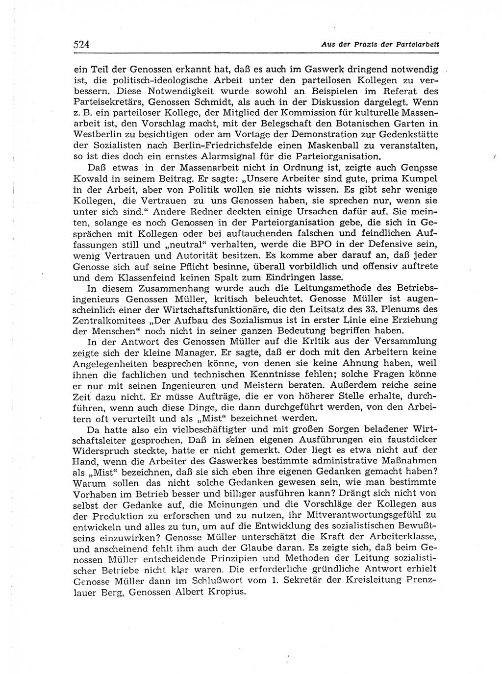 Neuer Weg (NW), Organ des Zentralkomitees (ZK) der SED (Sozialistische Einheitspartei Deutschlands) für Fragen des Parteiaufbaus und des Parteilebens, [Deutsche Demokratische Republik (DDR)] 13. Jahrgang 1958, Seite 524 (NW ZK SED DDR 1958, S. 524)