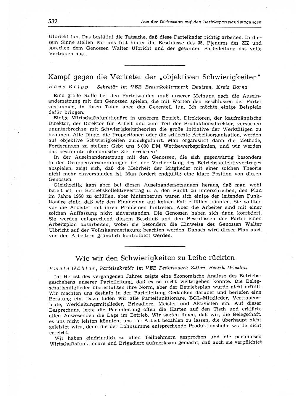 Neuer Weg (NW), Organ des Zentralkomitees (ZK) der SED (Sozialistische Einheitspartei Deutschlands) für Fragen des Parteiaufbaus und des Parteilebens, [Deutsche Demokratische Republik (DDR)] 13. Jahrgang 1958, Seite 532 (NW ZK SED DDR 1958, S. 532)