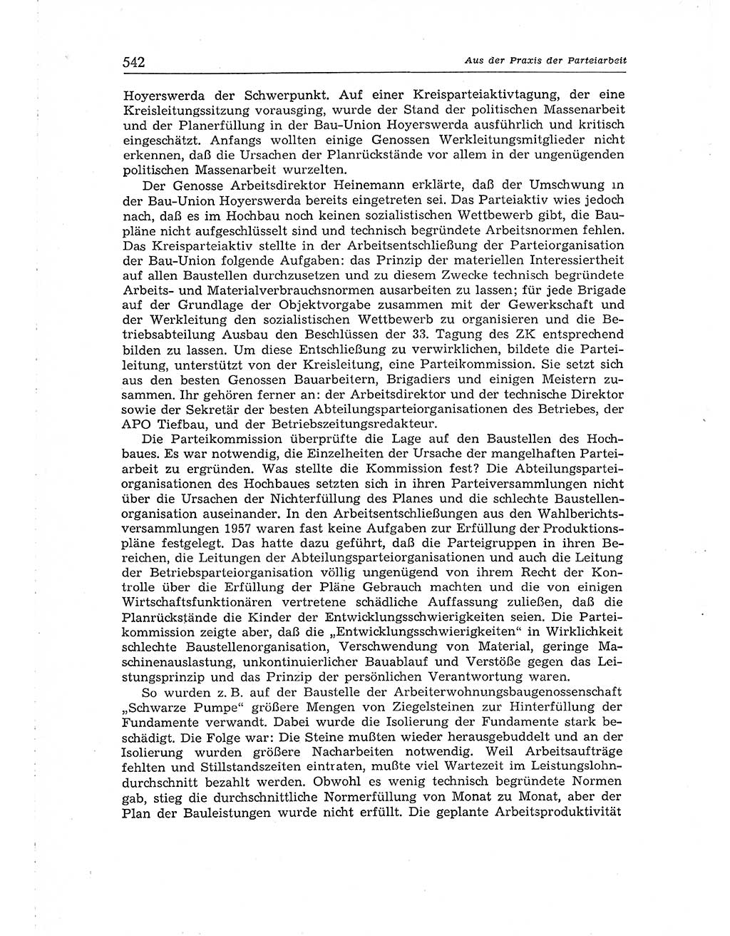 Neuer Weg (NW), Organ des Zentralkomitees (ZK) der SED (Sozialistische Einheitspartei Deutschlands) fÃ¼r Fragen des Parteiaufbaus und des Parteilebens, [Deutsche Demokratische Republik (DDR)] 13. Jahrgang 1958, Seite 542 (NW ZK SED DDR 1958, S. 542)