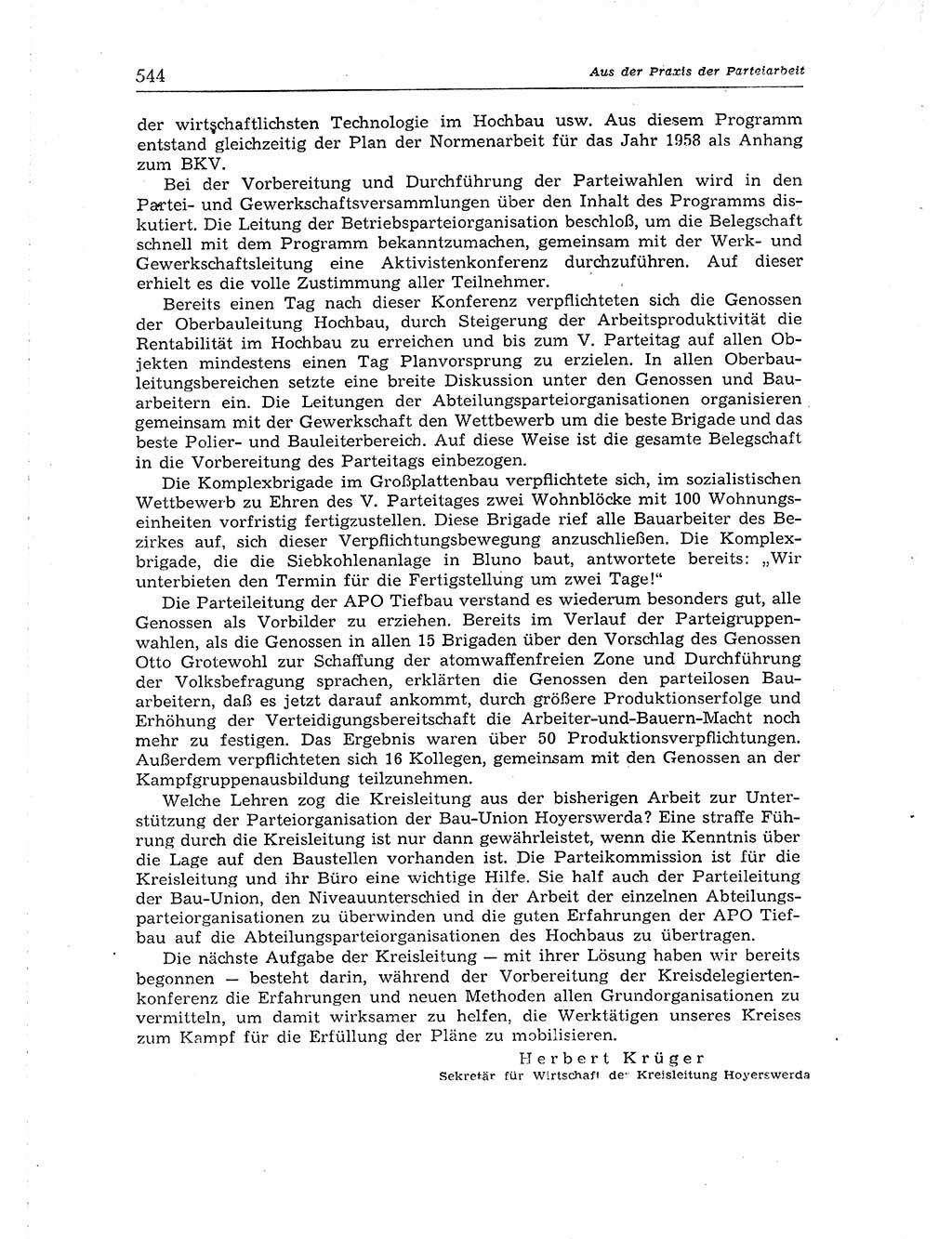 Neuer Weg (NW), Organ des Zentralkomitees (ZK) der SED (Sozialistische Einheitspartei Deutschlands) für Fragen des Parteiaufbaus und des Parteilebens, [Deutsche Demokratische Republik (DDR)] 13. Jahrgang 1958, Seite 544 (NW ZK SED DDR 1958, S. 544)
