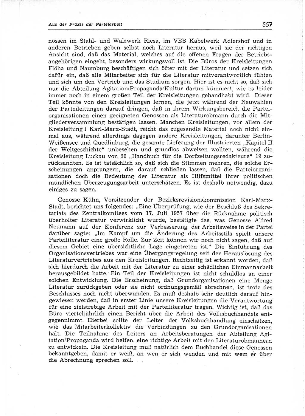 Neuer Weg (NW), Organ des Zentralkomitees (ZK) der SED (Sozialistische Einheitspartei Deutschlands) für Fragen des Parteiaufbaus und des Parteilebens, [Deutsche Demokratische Republik (DDR)] 13. Jahrgang 1958, Seite 557 (NW ZK SED DDR 1958, S. 557)