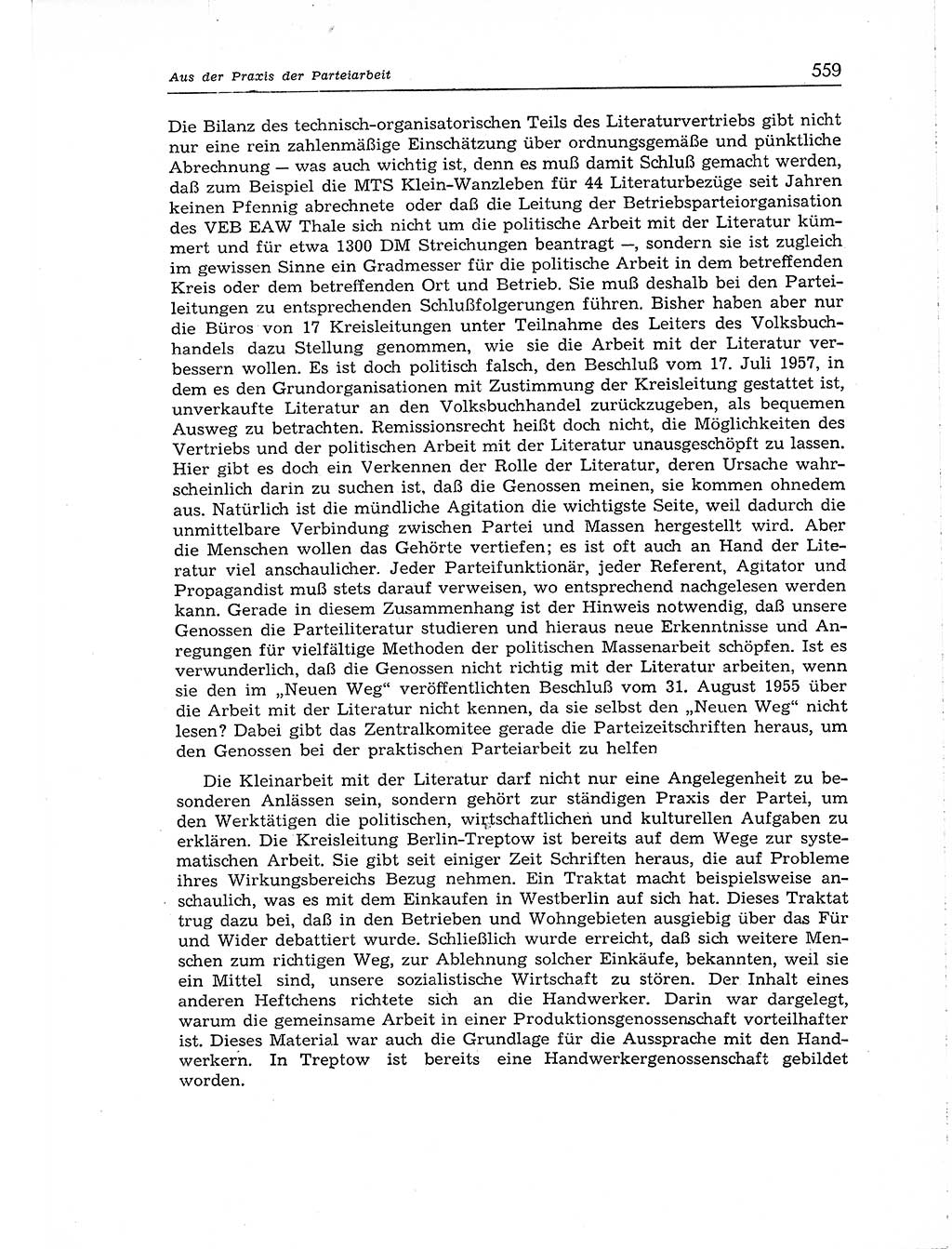 Neuer Weg (NW), Organ des Zentralkomitees (ZK) der SED (Sozialistische Einheitspartei Deutschlands) für Fragen des Parteiaufbaus und des Parteilebens, [Deutsche Demokratische Republik (DDR)] 13. Jahrgang 1958, Seite 559 (NW ZK SED DDR 1958, S. 559)