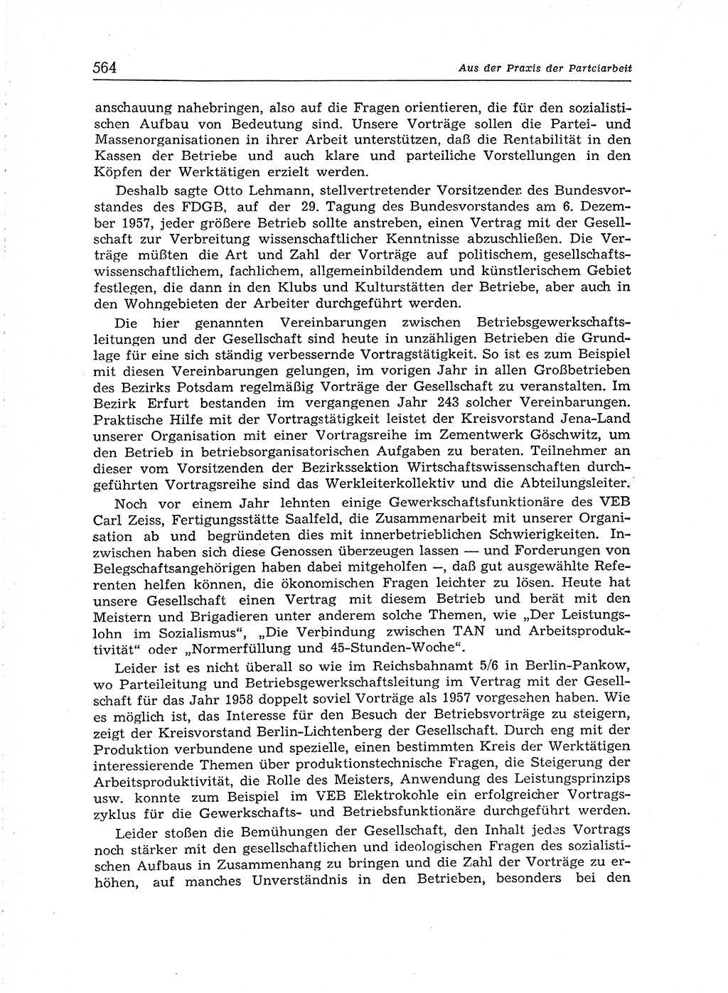 Neuer Weg (NW), Organ des Zentralkomitees (ZK) der SED (Sozialistische Einheitspartei Deutschlands) fÃ¼r Fragen des Parteiaufbaus und des Parteilebens, [Deutsche Demokratische Republik (DDR)] 13. Jahrgang 1958, Seite 564 (NW ZK SED DDR 1958, S. 564)