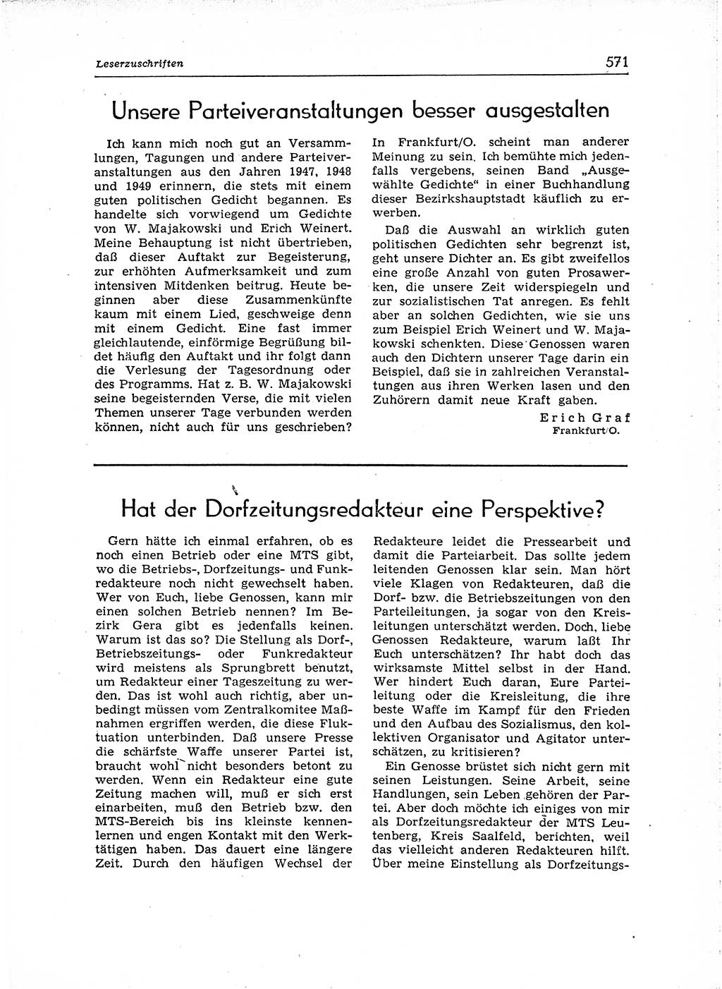 Neuer Weg (NW), Organ des Zentralkomitees (ZK) der SED (Sozialistische Einheitspartei Deutschlands) für Fragen des Parteiaufbaus und des Parteilebens, [Deutsche Demokratische Republik (DDR)] 13. Jahrgang 1958, Seite 571 (NW ZK SED DDR 1958, S. 571)