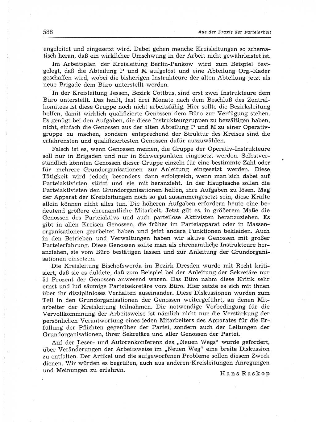Neuer Weg (NW), Organ des Zentralkomitees (ZK) der SED (Sozialistische Einheitspartei Deutschlands) für Fragen des Parteiaufbaus und des Parteilebens, [Deutsche Demokratische Republik (DDR)] 13. Jahrgang 1958, Seite 588 (NW ZK SED DDR 1958, S. 588)