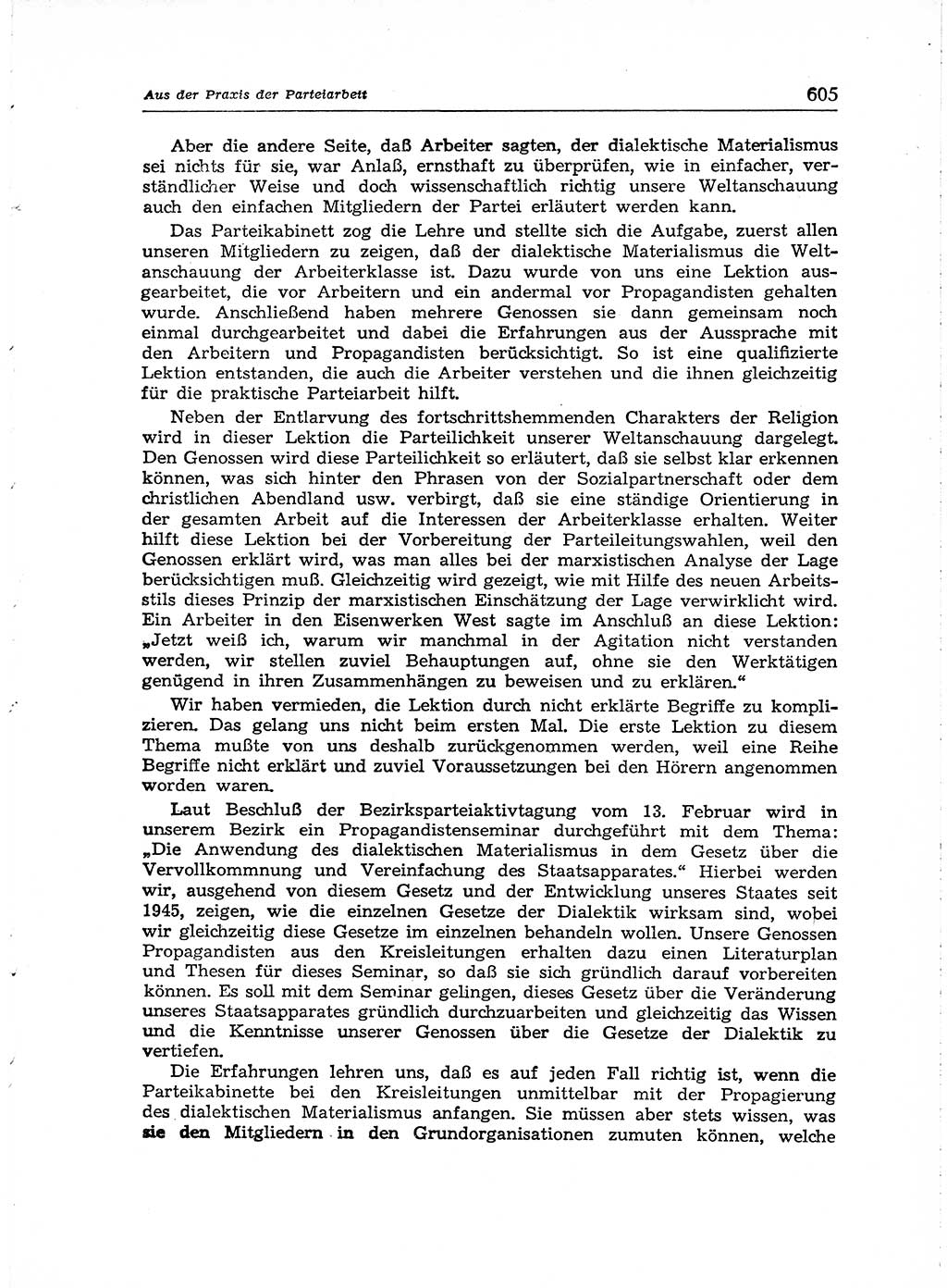 Neuer Weg (NW), Organ des Zentralkomitees (ZK) der SED (Sozialistische Einheitspartei Deutschlands) für Fragen des Parteiaufbaus und des Parteilebens, [Deutsche Demokratische Republik (DDR)] 13. Jahrgang 1958, Seite 605 (NW ZK SED DDR 1958, S. 605)