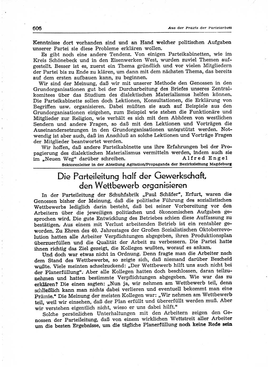 Neuer Weg (NW), Organ des Zentralkomitees (ZK) der SED (Sozialistische Einheitspartei Deutschlands) für Fragen des Parteiaufbaus und des Parteilebens, [Deutsche Demokratische Republik (DDR)] 13. Jahrgang 1958, Seite 606 (NW ZK SED DDR 1958, S. 606)