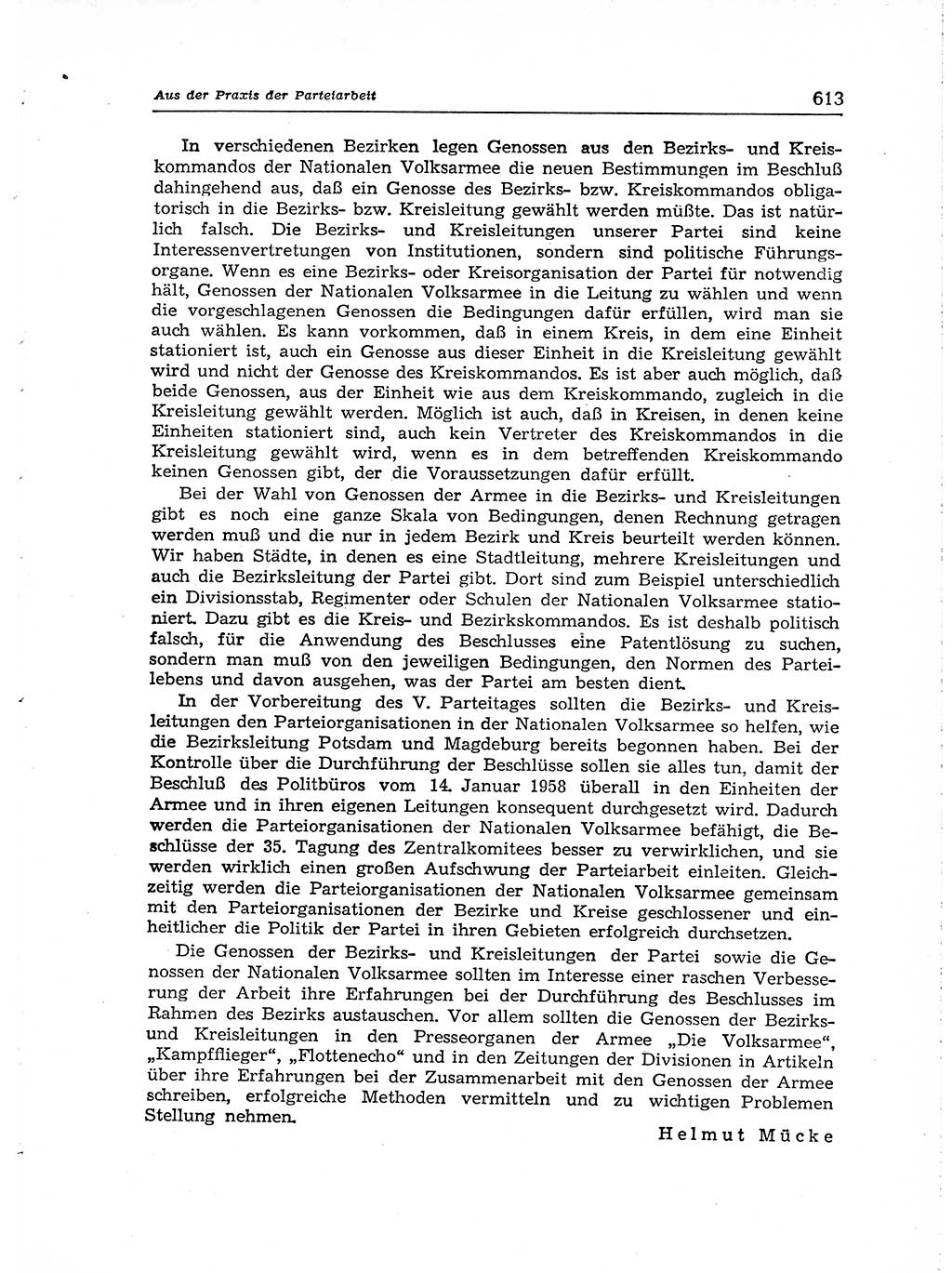 Neuer Weg (NW), Organ des Zentralkomitees (ZK) der SED (Sozialistische Einheitspartei Deutschlands) für Fragen des Parteiaufbaus und des Parteilebens, [Deutsche Demokratische Republik (DDR)] 13. Jahrgang 1958, Seite 613 (NW ZK SED DDR 1958, S. 613)