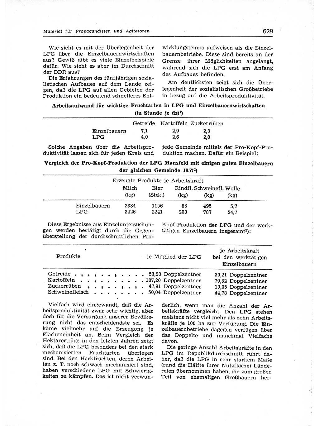 Neuer Weg (NW), Organ des Zentralkomitees (ZK) der SED (Sozialistische Einheitspartei Deutschlands) für Fragen des Parteiaufbaus und des Parteilebens, [Deutsche Demokratische Republik (DDR)] 13. Jahrgang 1958, Seite 629 (NW ZK SED DDR 1958, S. 629)