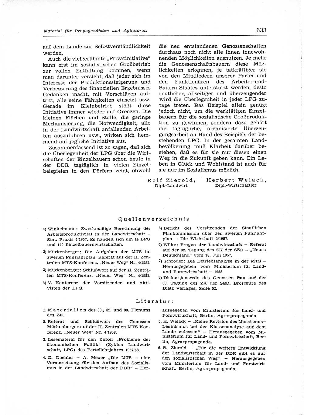 Neuer Weg (NW), Organ des Zentralkomitees (ZK) der SED (Sozialistische Einheitspartei Deutschlands) für Fragen des Parteiaufbaus und des Parteilebens, [Deutsche Demokratische Republik (DDR)] 13. Jahrgang 1958, Seite 633 (NW ZK SED DDR 1958, S. 633)
