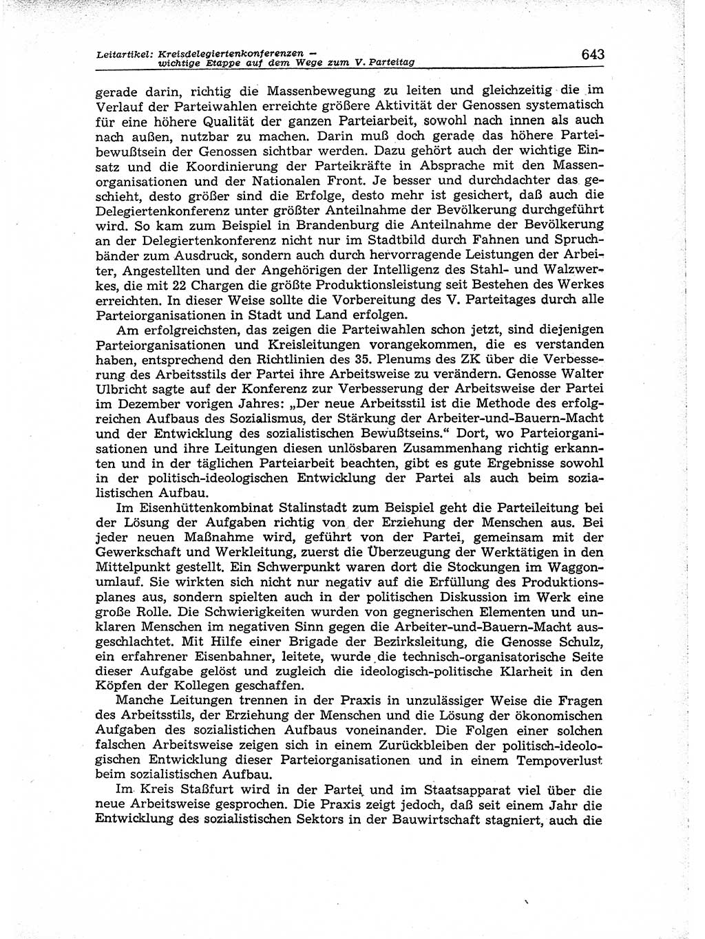 Neuer Weg (NW), Organ des Zentralkomitees (ZK) der SED (Sozialistische Einheitspartei Deutschlands) für Fragen des Parteiaufbaus und des Parteilebens, [Deutsche Demokratische Republik (DDR)] 13. Jahrgang 1958, Seite 643 (NW ZK SED DDR 1958, S. 643)