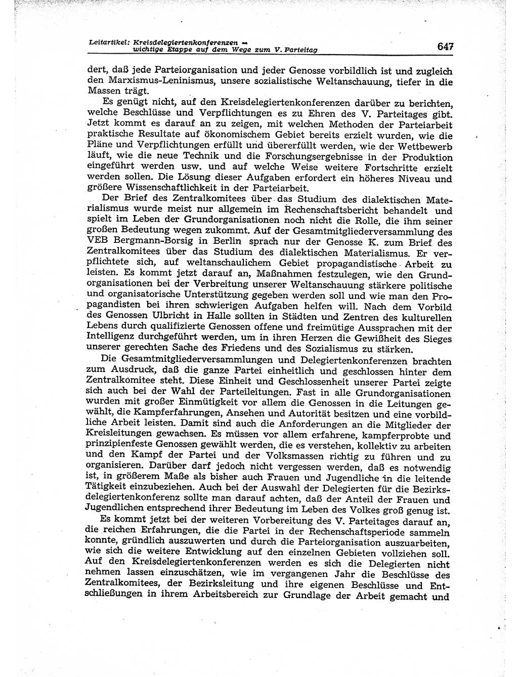 Neuer Weg (NW), Organ des Zentralkomitees (ZK) der SED (Sozialistische Einheitspartei Deutschlands) für Fragen des Parteiaufbaus und des Parteilebens, [Deutsche Demokratische Republik (DDR)] 13. Jahrgang 1958, Seite 647 (NW ZK SED DDR 1958, S. 647)