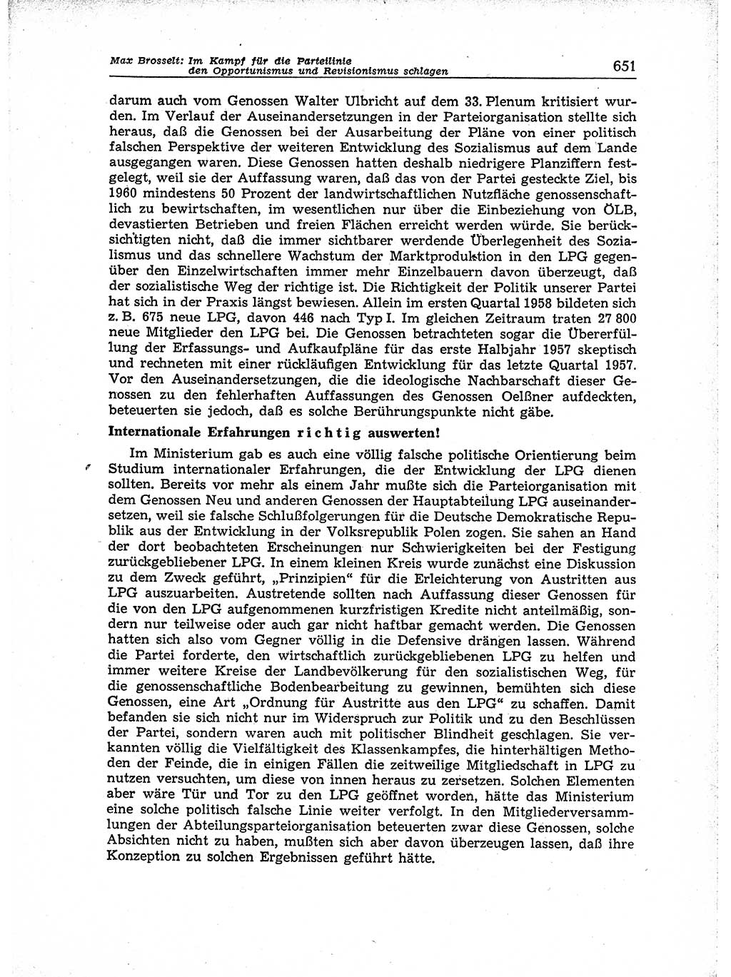 Neuer Weg (NW), Organ des Zentralkomitees (ZK) der SED (Sozialistische Einheitspartei Deutschlands) für Fragen des Parteiaufbaus und des Parteilebens, [Deutsche Demokratische Republik (DDR)] 13. Jahrgang 1958, Seite 651 (NW ZK SED DDR 1958, S. 651)