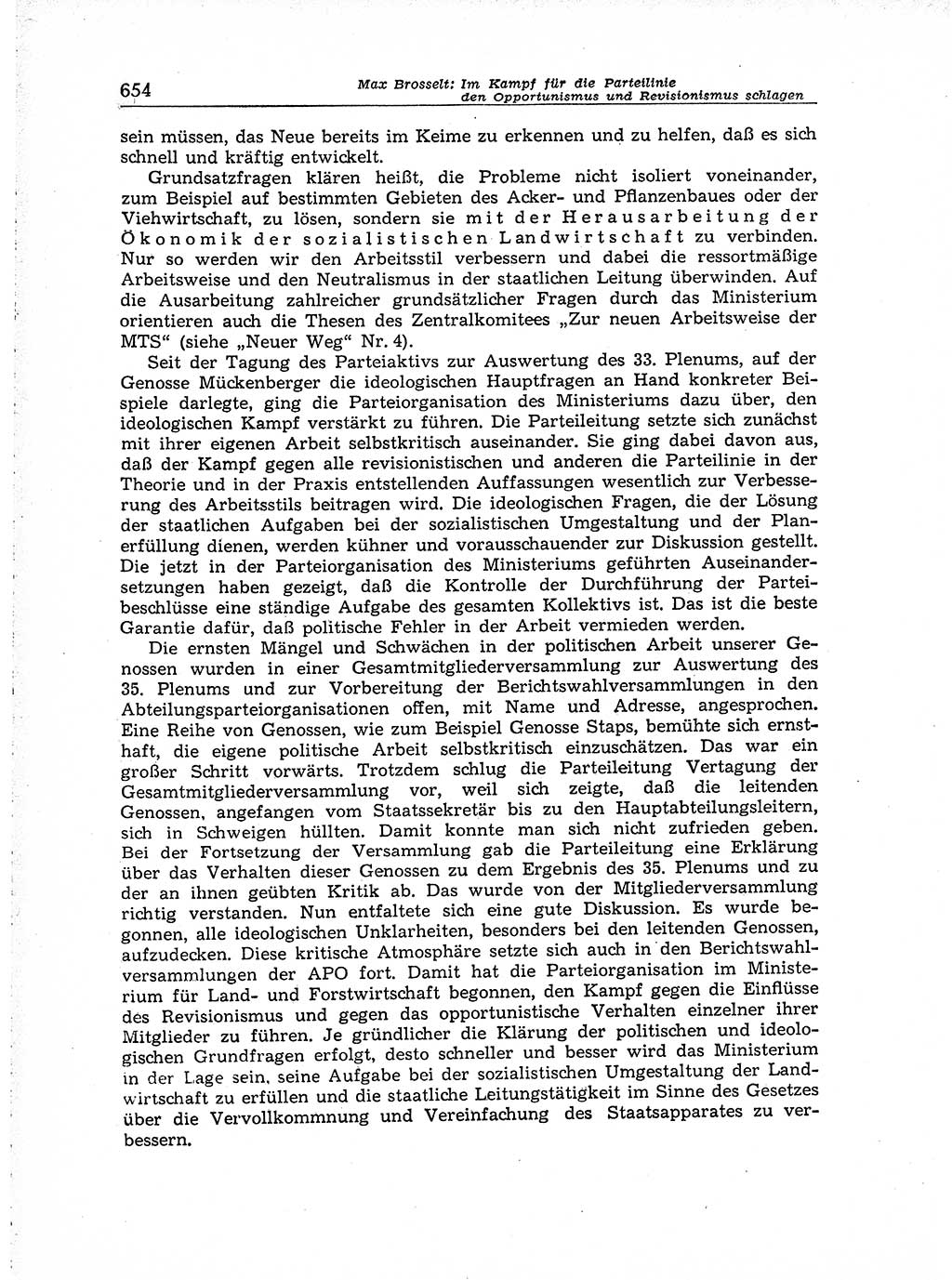 Neuer Weg (NW), Organ des Zentralkomitees (ZK) der SED (Sozialistische Einheitspartei Deutschlands) für Fragen des Parteiaufbaus und des Parteilebens, [Deutsche Demokratische Republik (DDR)] 13. Jahrgang 1958, Seite 654 (NW ZK SED DDR 1958, S. 654)