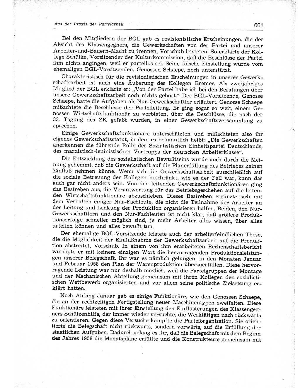 Neuer Weg (NW), Organ des Zentralkomitees (ZK) der SED (Sozialistische Einheitspartei Deutschlands) für Fragen des Parteiaufbaus und des Parteilebens, [Deutsche Demokratische Republik (DDR)] 13. Jahrgang 1958, Seite 661 (NW ZK SED DDR 1958, S. 661)