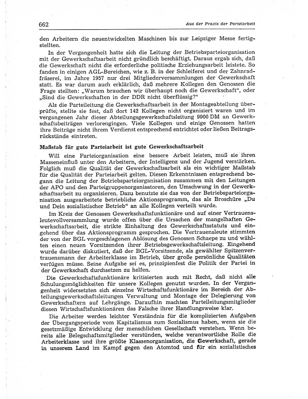 Neuer Weg (NW), Organ des Zentralkomitees (ZK) der SED (Sozialistische Einheitspartei Deutschlands) für Fragen des Parteiaufbaus und des Parteilebens, [Deutsche Demokratische Republik (DDR)] 13. Jahrgang 1958, Seite 662 (NW ZK SED DDR 1958, S. 662)