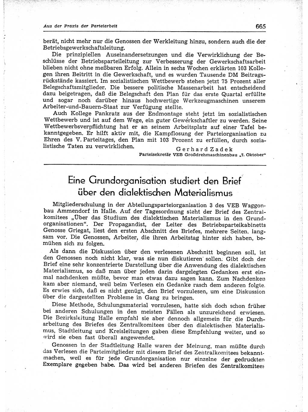 Neuer Weg (NW), Organ des Zentralkomitees (ZK) der SED (Sozialistische Einheitspartei Deutschlands) für Fragen des Parteiaufbaus und des Parteilebens, [Deutsche Demokratische Republik (DDR)] 13. Jahrgang 1958, Seite 665 (NW ZK SED DDR 1958, S. 665)