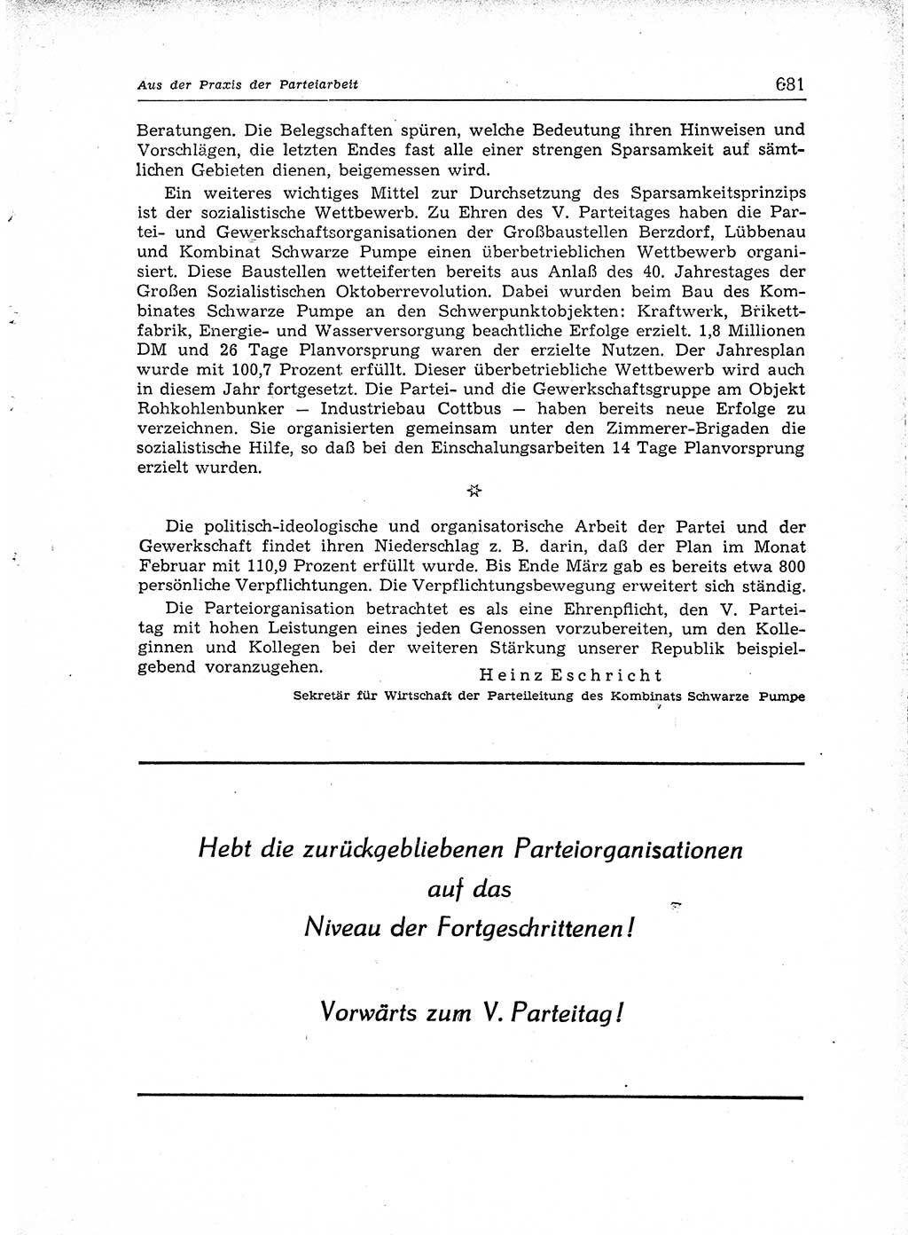 Neuer Weg (NW), Organ des Zentralkomitees (ZK) der SED (Sozialistische Einheitspartei Deutschlands) für Fragen des Parteiaufbaus und des Parteilebens, [Deutsche Demokratische Republik (DDR)] 13. Jahrgang 1958, Seite 681 (NW ZK SED DDR 1958, S. 681)