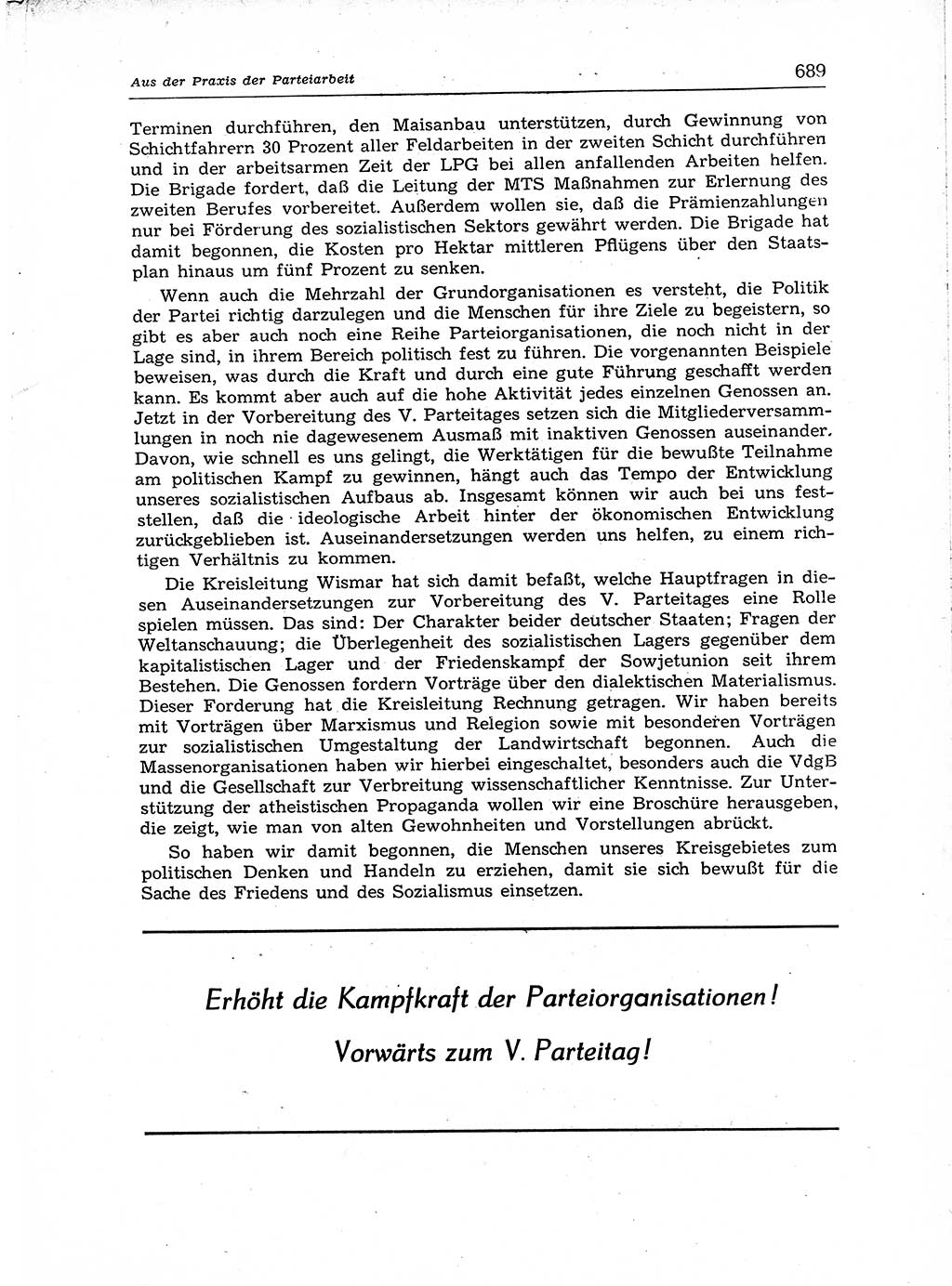 Neuer Weg (NW), Organ des Zentralkomitees (ZK) der SED (Sozialistische Einheitspartei Deutschlands) für Fragen des Parteiaufbaus und des Parteilebens, [Deutsche Demokratische Republik (DDR)] 13. Jahrgang 1958, Seite 689 (NW ZK SED DDR 1958, S. 689)