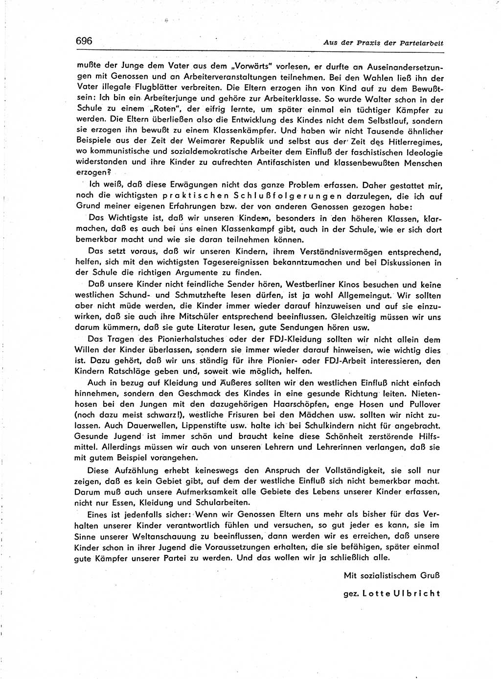 Neuer Weg (NW), Organ des Zentralkomitees (ZK) der SED (Sozialistische Einheitspartei Deutschlands) für Fragen des Parteiaufbaus und des Parteilebens, [Deutsche Demokratische Republik (DDR)] 13. Jahrgang 1958, Seite 696 (NW ZK SED DDR 1958, S. 696)