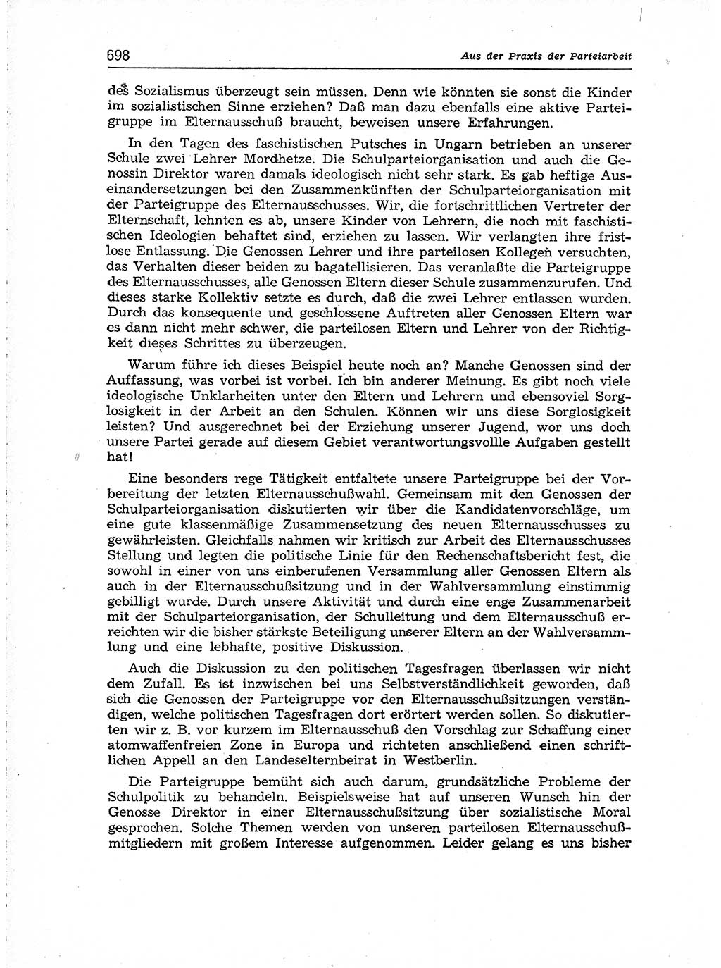 Neuer Weg (NW), Organ des Zentralkomitees (ZK) der SED (Sozialistische Einheitspartei Deutschlands) für Fragen des Parteiaufbaus und des Parteilebens, [Deutsche Demokratische Republik (DDR)] 13. Jahrgang 1958, Seite 698 (NW ZK SED DDR 1958, S. 698)