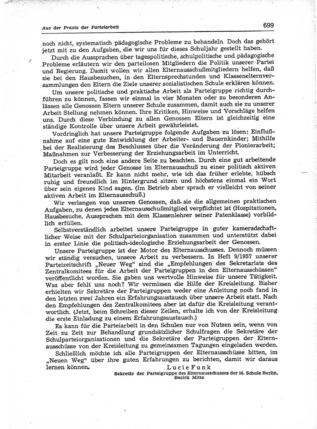 Neuer Weg (NW), Organ des Zentralkomitees (ZK) der SED (Sozialistische Einheitspartei Deutschlands) für Fragen des Parteiaufbaus und des Parteilebens, [Deutsche Demokratische Republik (DDR)] 13. Jahrgang 1958, Seite 699 (NW ZK SED DDR 1958, S. 699)
