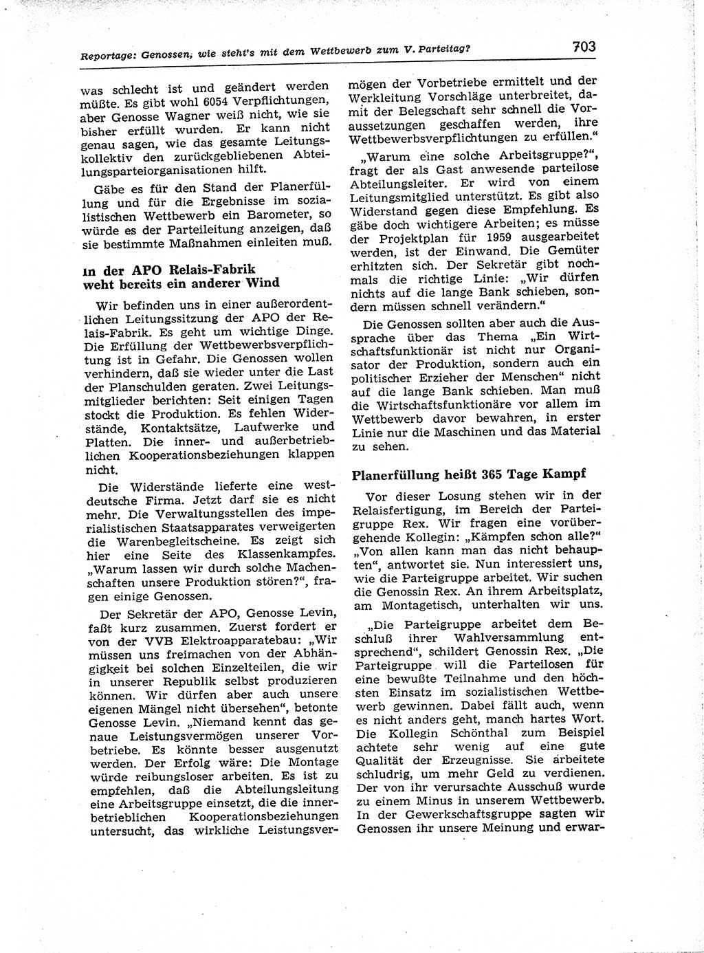 Neuer Weg (NW), Organ des Zentralkomitees (ZK) der SED (Sozialistische Einheitspartei Deutschlands) für Fragen des Parteiaufbaus und des Parteilebens, [Deutsche Demokratische Republik (DDR)] 13. Jahrgang 1958, Seite 703 (NW ZK SED DDR 1958, S. 703)