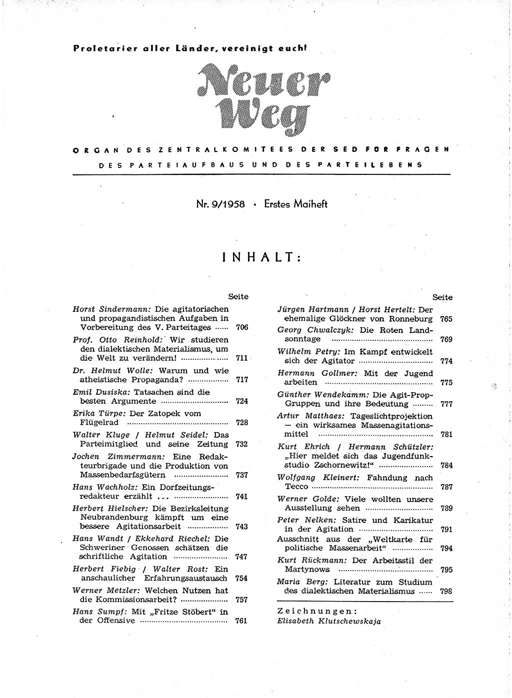 Neuer Weg (NW), Organ des Zentralkomitees (ZK) der SED (Sozialistische Einheitspartei Deutschlands) für Fragen des Parteiaufbaus und des Parteilebens, [Deutsche Demokratische Republik (DDR)] 13. Jahrgang 1958, Seite 705 (NW ZK SED DDR 1958, S. 705)