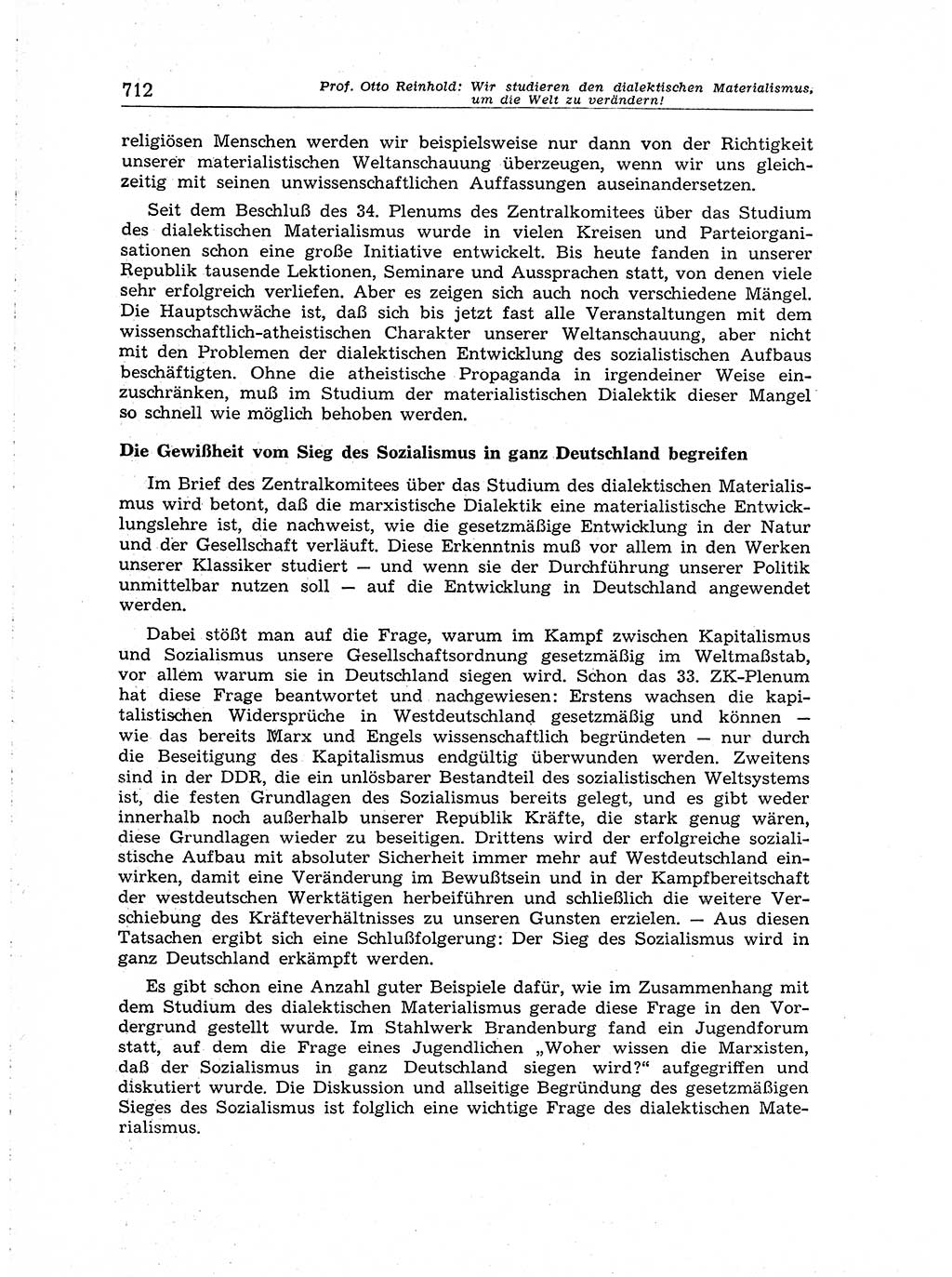 Neuer Weg (NW), Organ des Zentralkomitees (ZK) der SED (Sozialistische Einheitspartei Deutschlands) für Fragen des Parteiaufbaus und des Parteilebens, [Deutsche Demokratische Republik (DDR)] 13. Jahrgang 1958, Seite 712 (NW ZK SED DDR 1958, S. 712)