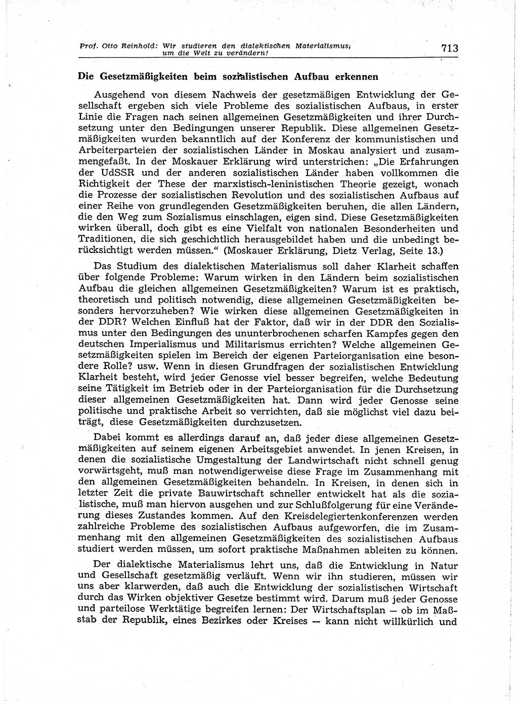 Neuer Weg (NW), Organ des Zentralkomitees (ZK) der SED (Sozialistische Einheitspartei Deutschlands) für Fragen des Parteiaufbaus und des Parteilebens, [Deutsche Demokratische Republik (DDR)] 13. Jahrgang 1958, Seite 713 (NW ZK SED DDR 1958, S. 713)