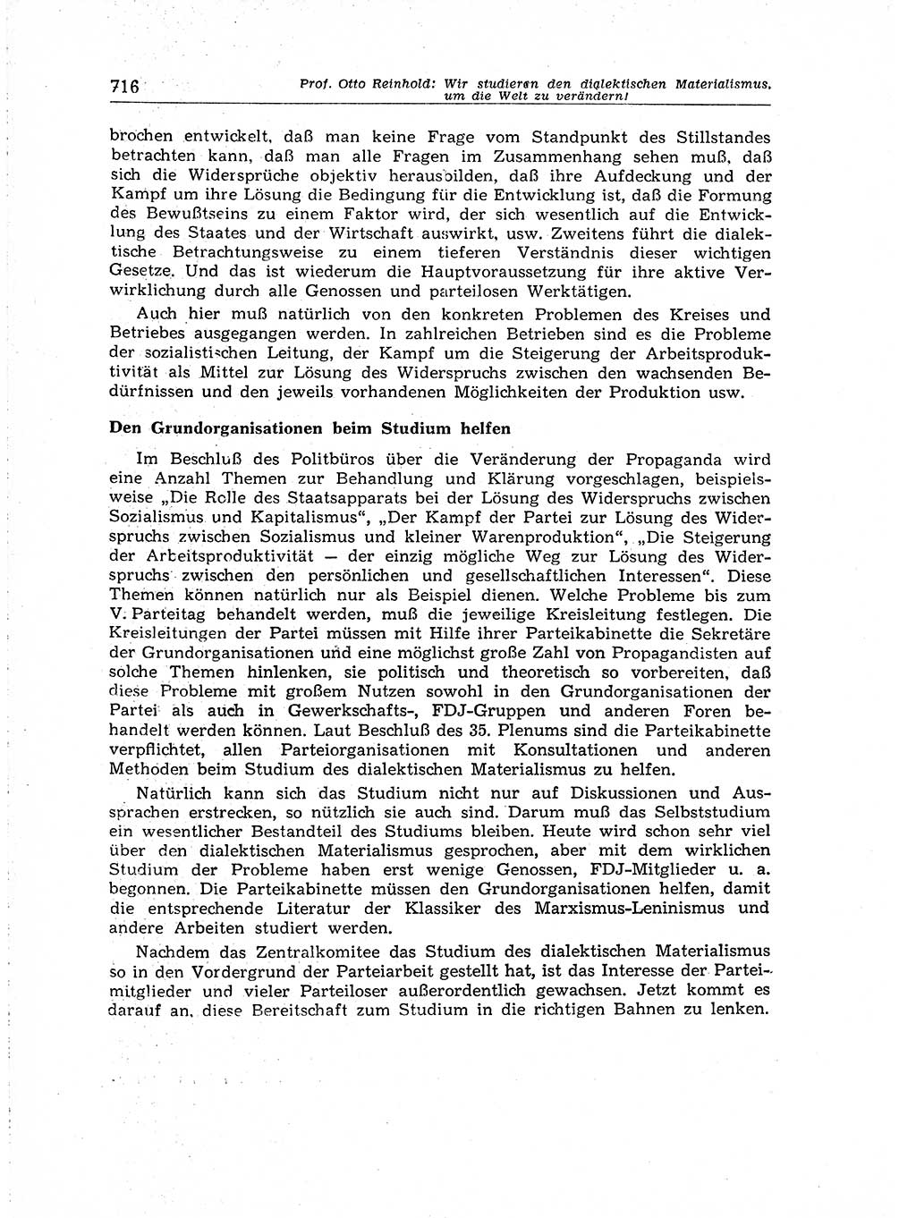 Neuer Weg (NW), Organ des Zentralkomitees (ZK) der SED (Sozialistische Einheitspartei Deutschlands) für Fragen des Parteiaufbaus und des Parteilebens, [Deutsche Demokratische Republik (DDR)] 13. Jahrgang 1958, Seite 716 (NW ZK SED DDR 1958, S. 716)