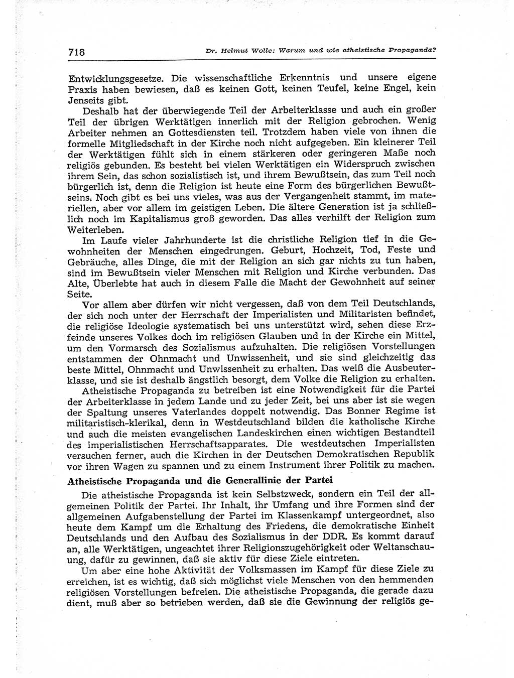 Neuer Weg (NW), Organ des Zentralkomitees (ZK) der SED (Sozialistische Einheitspartei Deutschlands) für Fragen des Parteiaufbaus und des Parteilebens, [Deutsche Demokratische Republik (DDR)] 13. Jahrgang 1958, Seite 718 (NW ZK SED DDR 1958, S. 718)