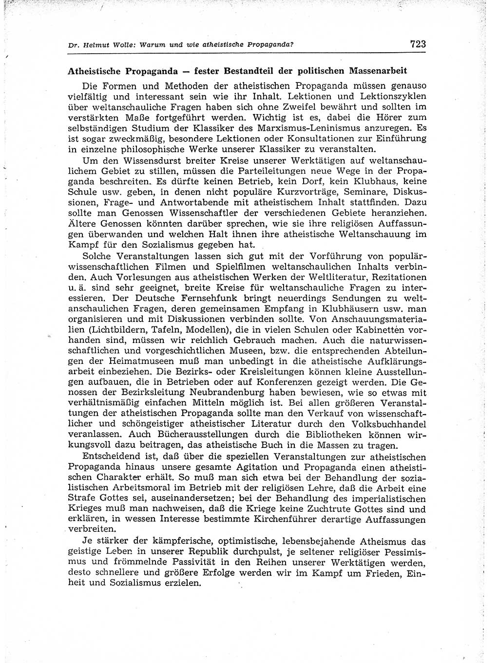 Neuer Weg (NW), Organ des Zentralkomitees (ZK) der SED (Sozialistische Einheitspartei Deutschlands) für Fragen des Parteiaufbaus und des Parteilebens, [Deutsche Demokratische Republik (DDR)] 13. Jahrgang 1958, Seite 723 (NW ZK SED DDR 1958, S. 723)