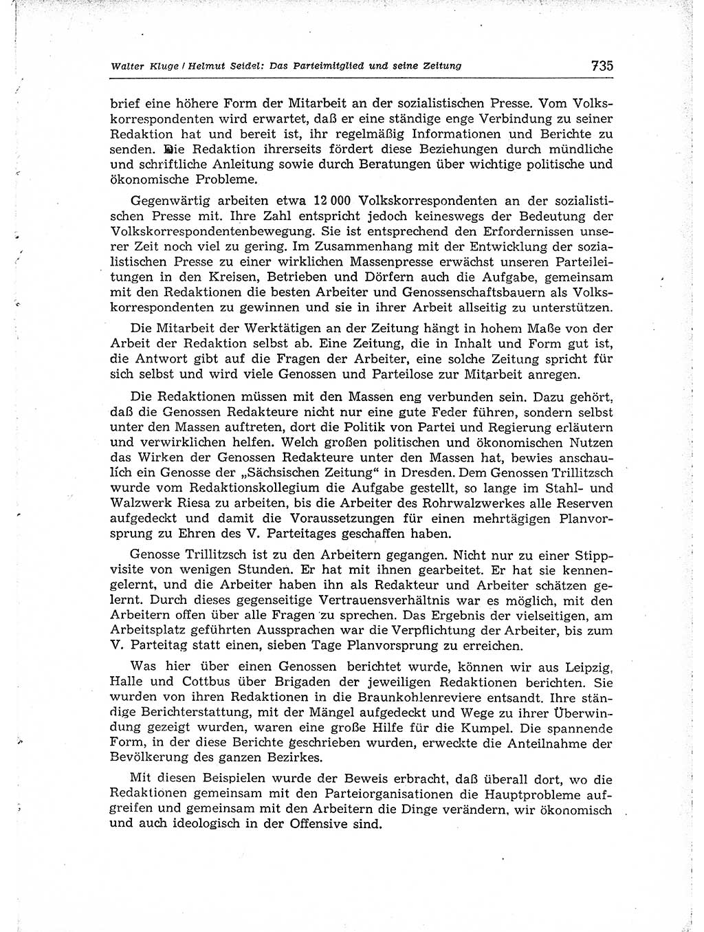 Neuer Weg (NW), Organ des Zentralkomitees (ZK) der SED (Sozialistische Einheitspartei Deutschlands) für Fragen des Parteiaufbaus und des Parteilebens, [Deutsche Demokratische Republik (DDR)] 13. Jahrgang 1958, Seite 735 (NW ZK SED DDR 1958, S. 735)