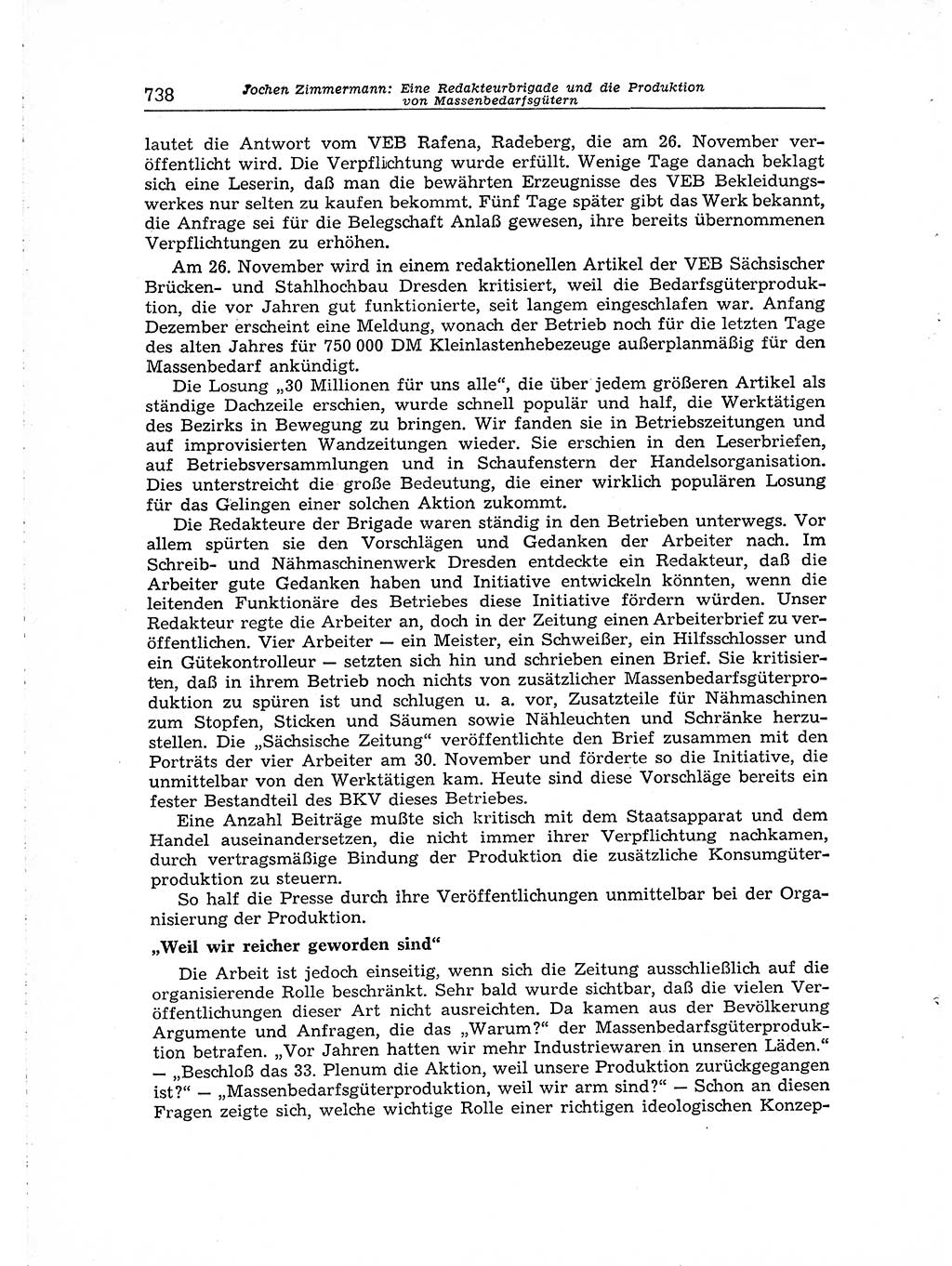 Neuer Weg (NW), Organ des Zentralkomitees (ZK) der SED (Sozialistische Einheitspartei Deutschlands) für Fragen des Parteiaufbaus und des Parteilebens, [Deutsche Demokratische Republik (DDR)] 13. Jahrgang 1958, Seite 738 (NW ZK SED DDR 1958, S. 738)