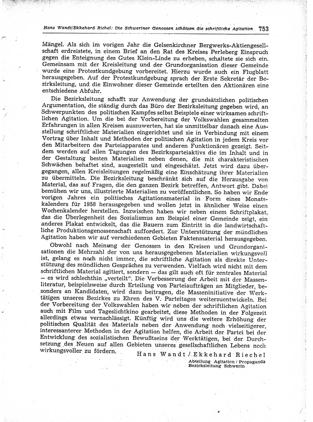 Neuer Weg (NW), Organ des Zentralkomitees (ZK) der SED (Sozialistische Einheitspartei Deutschlands) für Fragen des Parteiaufbaus und des Parteilebens, [Deutsche Demokratische Republik (DDR)] 13. Jahrgang 1958, Seite 753 (NW ZK SED DDR 1958, S. 753)