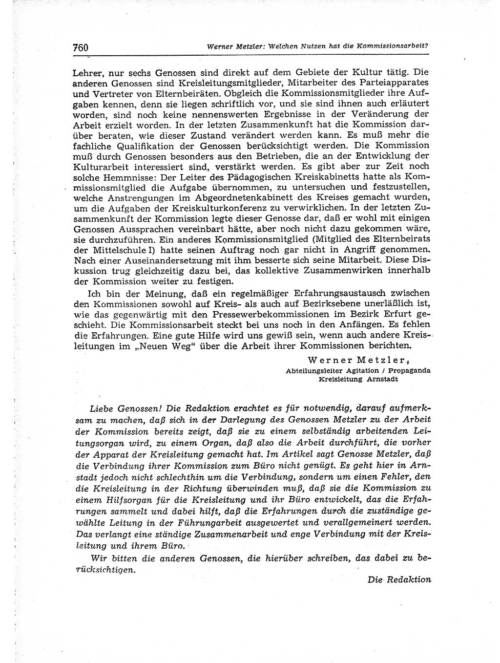 Neuer Weg (NW), Organ des Zentralkomitees (ZK) der SED (Sozialistische Einheitspartei Deutschlands) für Fragen des Parteiaufbaus und des Parteilebens, [Deutsche Demokratische Republik (DDR)] 13. Jahrgang 1958, Seite 760 (NW ZK SED DDR 1958, S. 760)