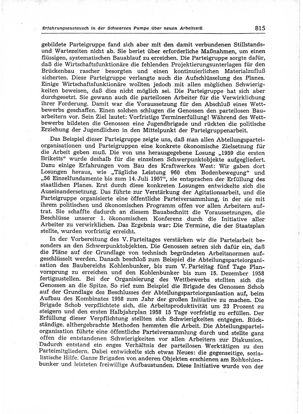 Neuer Weg (NW), Organ des Zentralkomitees (ZK) der SED (Sozialistische Einheitspartei Deutschlands) für Fragen des Parteiaufbaus und des Parteilebens, [Deutsche Demokratische Republik (DDR)] 13. Jahrgang 1958, Seite 815 (NW ZK SED DDR 1958, S. 815)