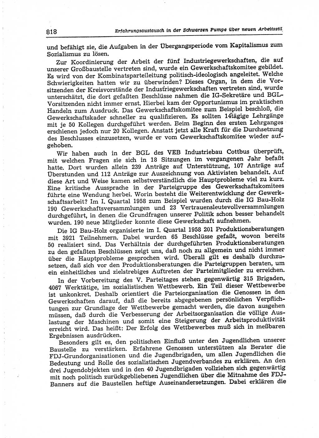 Neuer Weg (NW), Organ des Zentralkomitees (ZK) der SED (Sozialistische Einheitspartei Deutschlands) für Fragen des Parteiaufbaus und des Parteilebens, [Deutsche Demokratische Republik (DDR)] 13. Jahrgang 1958, Seite 818 (NW ZK SED DDR 1958, S. 818)