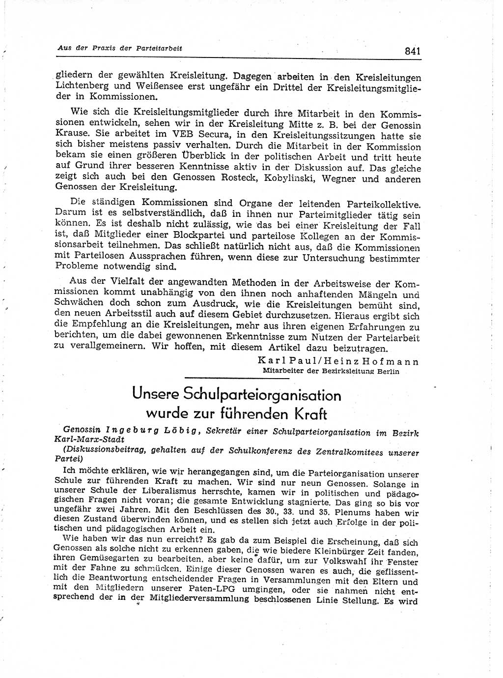 Neuer Weg (NW), Organ des Zentralkomitees (ZK) der SED (Sozialistische Einheitspartei Deutschlands) für Fragen des Parteiaufbaus und des Parteilebens, [Deutsche Demokratische Republik (DDR)] 13. Jahrgang 1958, Seite 841 (NW ZK SED DDR 1958, S. 841)