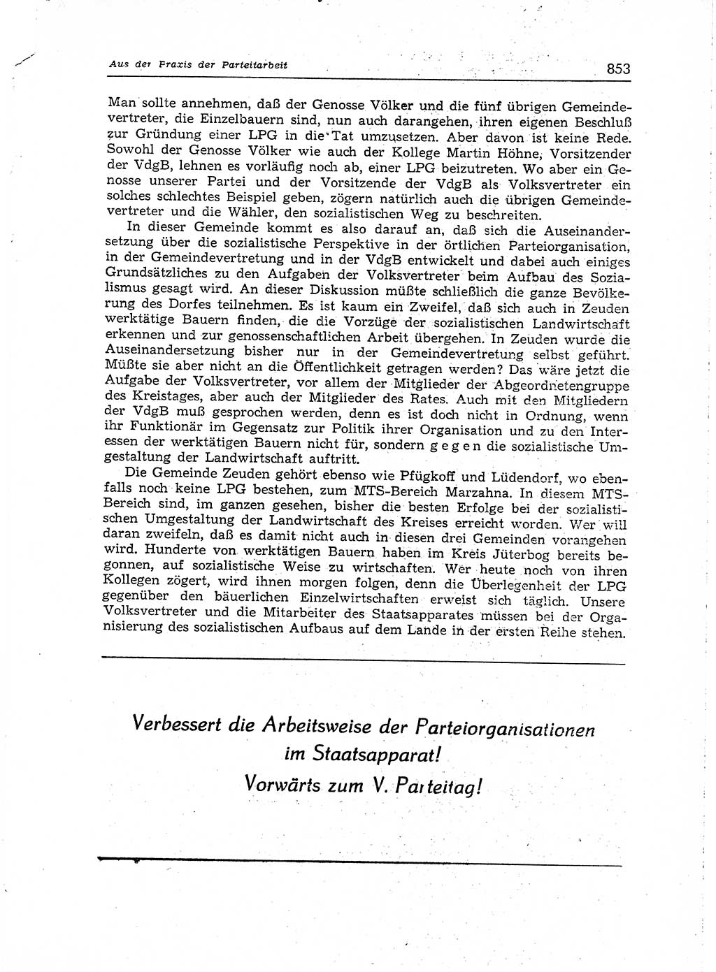 Neuer Weg (NW), Organ des Zentralkomitees (ZK) der SED (Sozialistische Einheitspartei Deutschlands) fÃ¼r Fragen des Parteiaufbaus und des Parteilebens, [Deutsche Demokratische Republik (DDR)] 13. Jahrgang 1958, Seite 853 (NW ZK SED DDR 1958, S. 853)